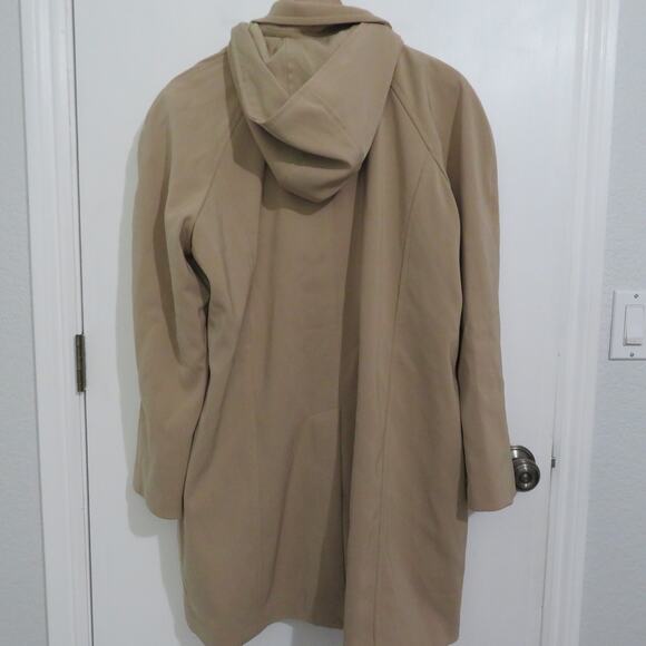 London Fog Womens Sz XXL Khaki Long Line Open Front Trench Coat Long Line Jacket - Picture 2 of 8
